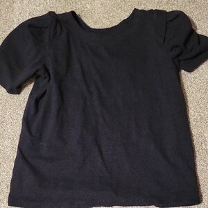 LOFT Black Cotton Short Sleeve Top